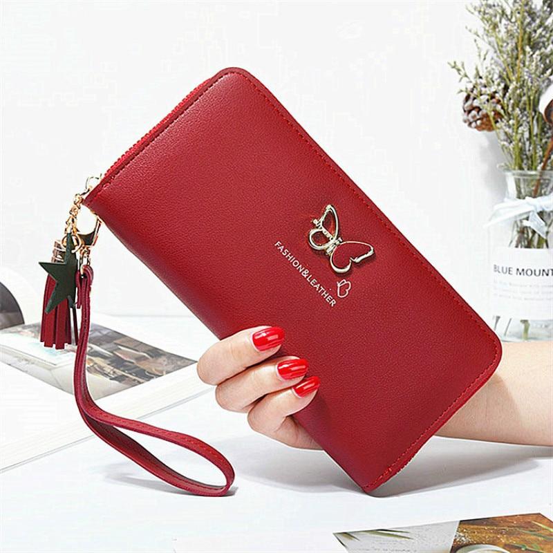 Fashion Butterfly Women Wallet Wrist Handle Phone Case Long Section Money Pocket Pouch Handbag Women's Purse Card Holders 2020 - walk mat