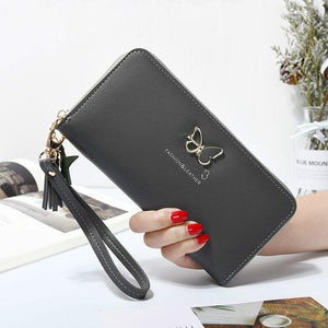 Fashion Butterfly Women Wallet Wrist Handle Phone Case Long Section Money Pocket Pouch Handbag Women's Purse Card Holders 2020 - walk mat