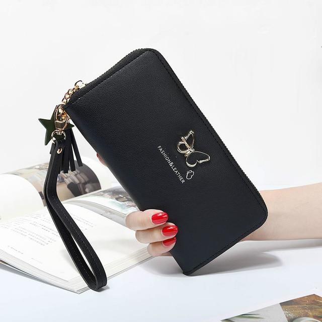 Fashion Butterfly Women Wallet Wrist Handle Phone Case Long Section Money Pocket Pouch Handbag Women's Purse Card Holders 2020 - walk mat