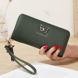 Fashion Butterfly Women Wallet Wrist Handle Phone Case Long Section Money Pocket Pouch Handbag Women's Purse Card Holders 2020 - walk mat