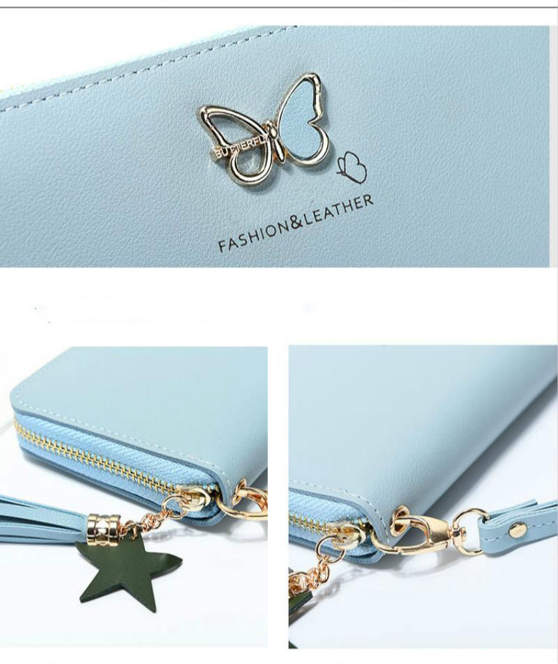 Fashion Butterfly Women Wallet Wrist Handle Phone Case Long Section Money Pocket Pouch Handbag Women's Purse Card Holders 2020 - walk mat