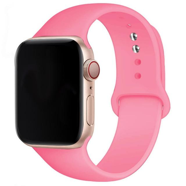 Soft Silicone Band for Apple Watch Series 6 SE 5 4 3 2 1 38MM 42MM Rubber Watchband Strap for iWatch 4/5 40MM 44MM - walk mat