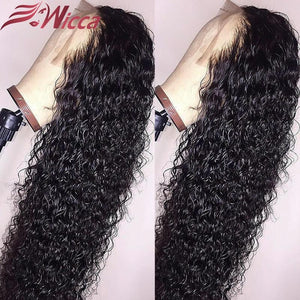 Wicca Blonde Curly 13x6 Lace Front Human Hair Wigs Pre Plucked 180% Brazilian Lace Frontal Wigs T part Remy Hair For Women - walk mat